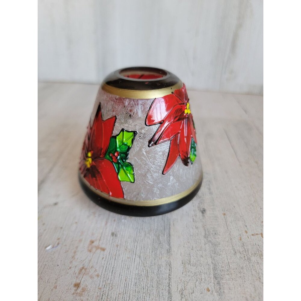 Yankee candle cover shade poinsettia glass unique Xmas home decor‎
